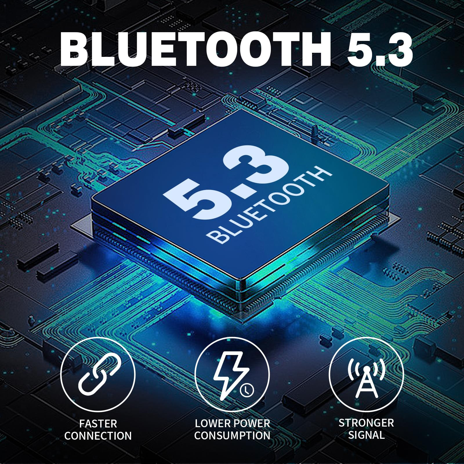 EDYELL Bluetooth in Ear Earphones with Earhooks Wireless Earbuds with Noise Cancelling Mic 50H Playback BT53 Headphones Touch Control IPX7 Waterproof Fitness Headset for Sports RunningV5-Black