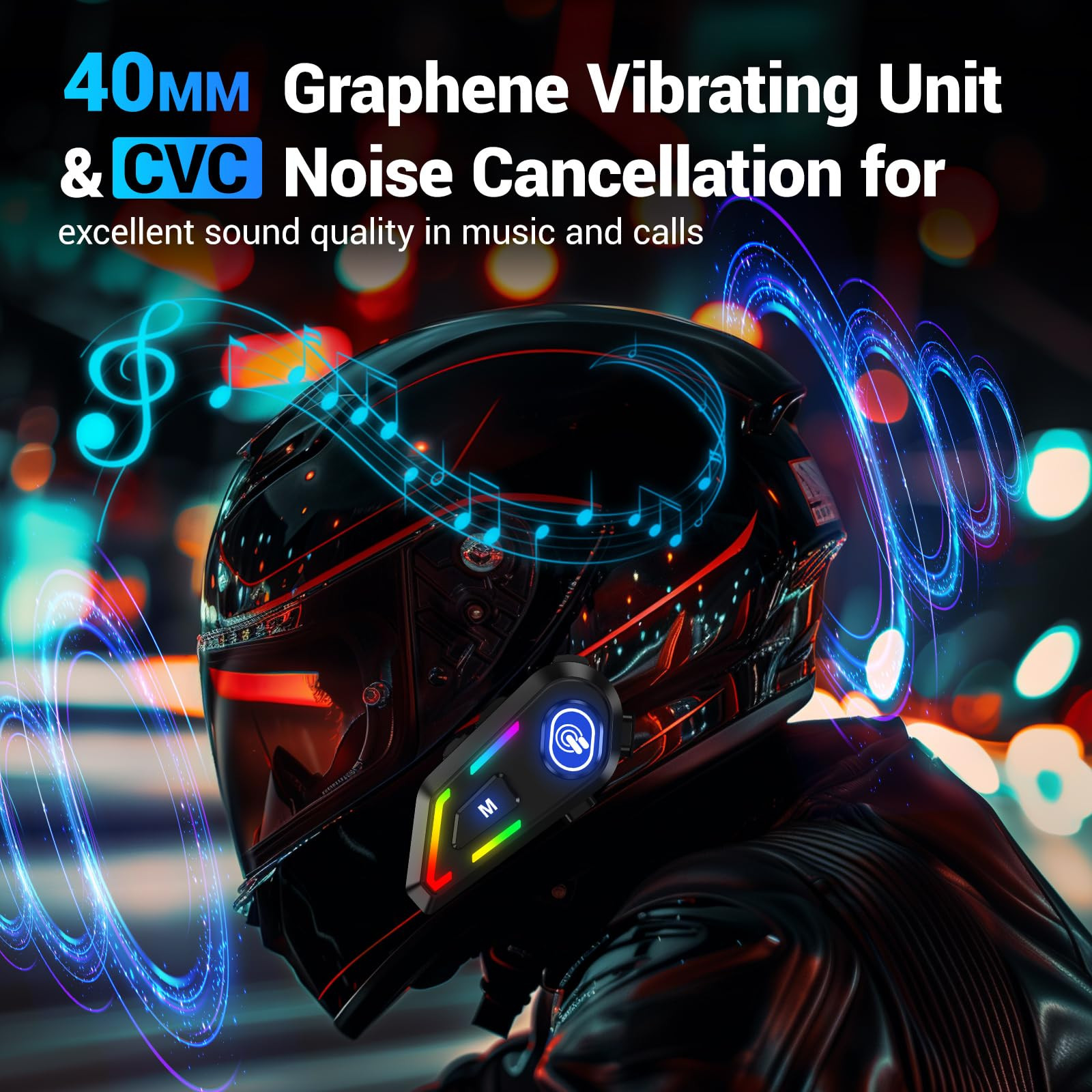 EDYELL Motorcycle Helmet Bluetooth on ear Headset Connects to 2 Phones at The Same Time Using Music GPS IP67 Waterproof Supports Android iOS Compatible with All Helmets Gift for Motorcycle