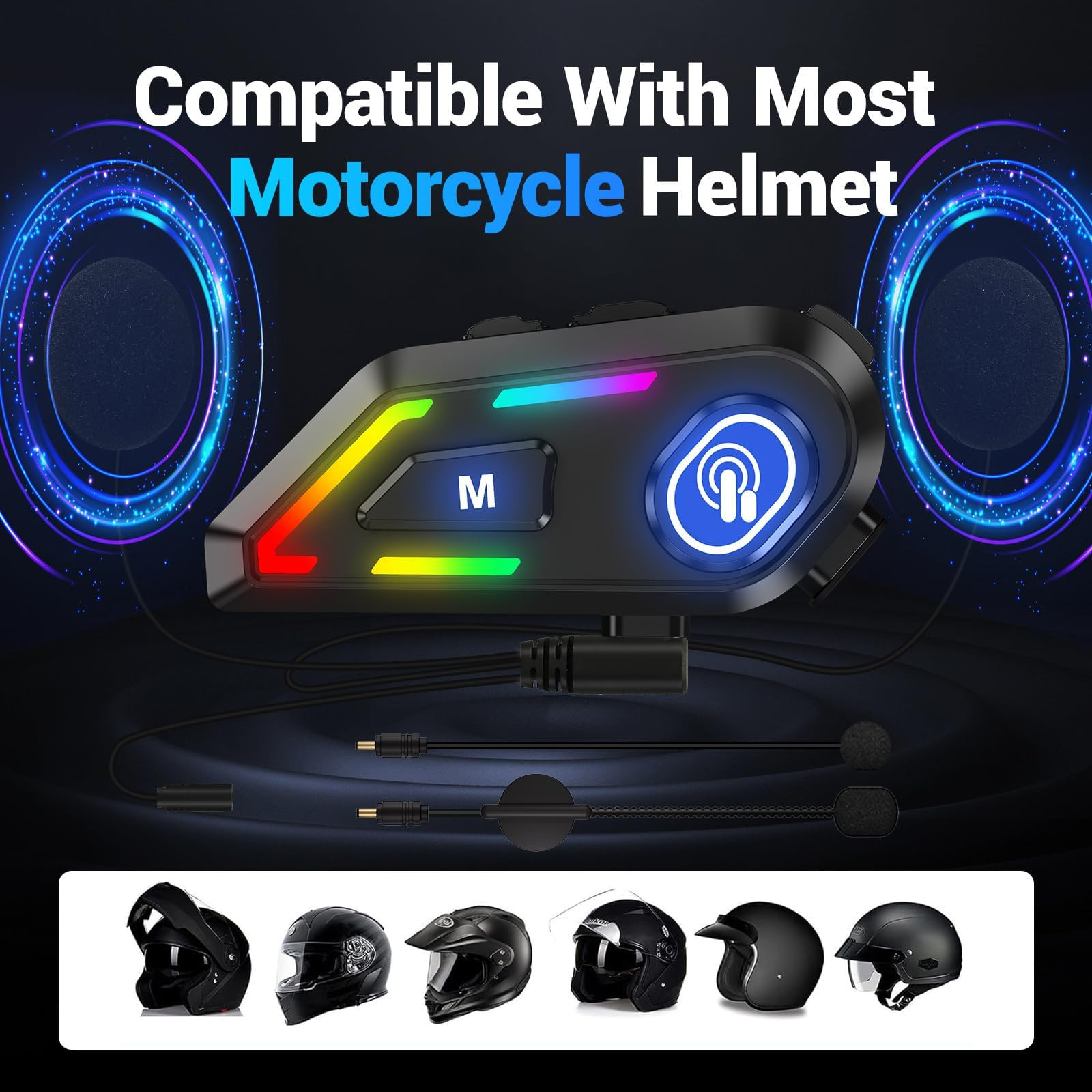 EDYELL Motorcycle Helmet Bluetooth on ear Headset Connects to 2 Phones at The Same Time Using Music GPS IP67 Waterproof Supports Android iOS Compatible with All Helmets Gift for Motorcycle