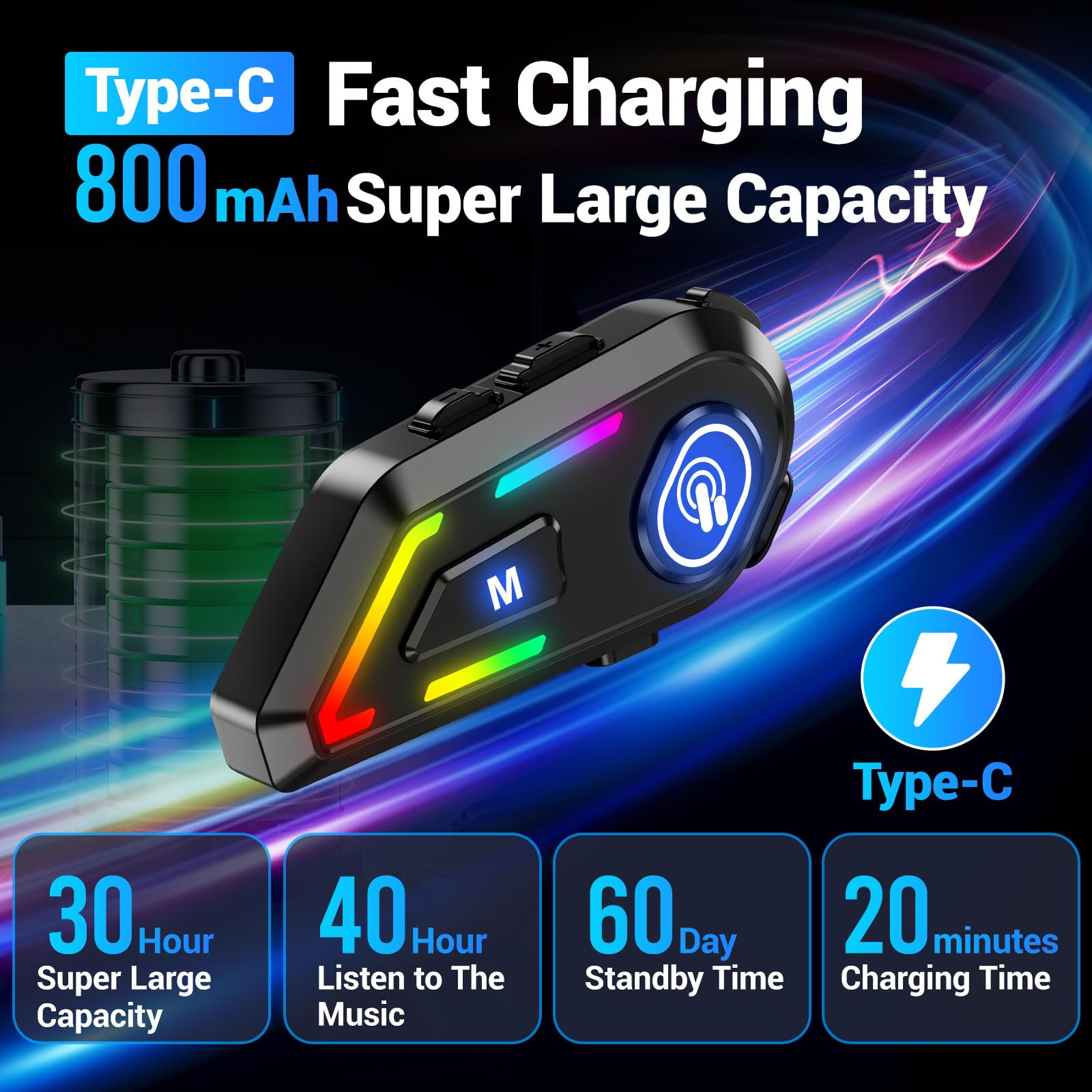 EDYELL Motorcycle Helmet Bluetooth on ear Headset Connects to 2 Phones at The Same Time Using Music GPS IP67 Waterproof Supports Android iOS Compatible with All Helmets Gift for Motorcycle