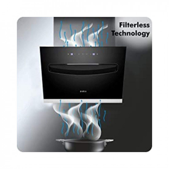 Elica 60 cm 1200 m3hr Filterless Kitchen Chimney with 15 Years Warranty EFL-S607 LTW VMS Motion Sensor Control Black