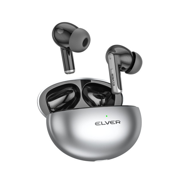 Image of Elver Buds X - Dual ANC+ENC, Dynamic Drivers with 32dB ANC with 4 mics, Upto 50HRS Playback, True Light Sensor, Intuitive Touch Controls, BT v5.3, Wireless Charging &amp; Type-C Fast Charging,(Metallic)