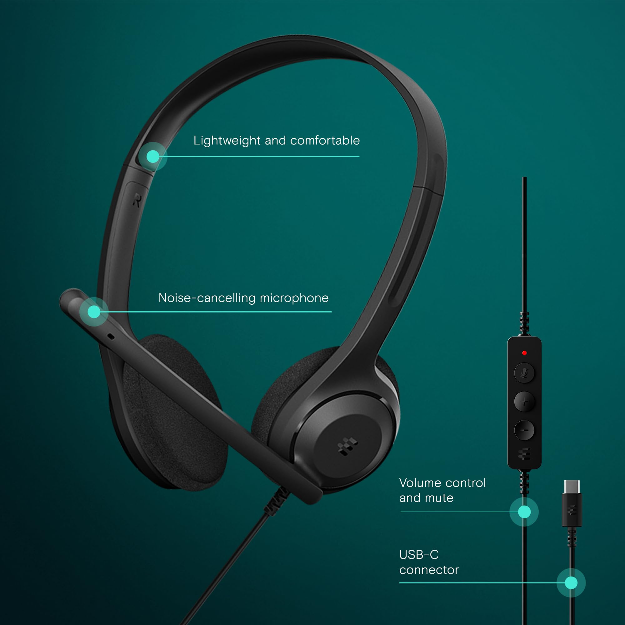 EPOS C1 High-Fidelity USB-C Wired Headset - Crystal-Clear Audio Quality Exceptional Noise Reduction Mic Ergonomic Design for Extended Wear Chromebook Certified for Seamless Integration