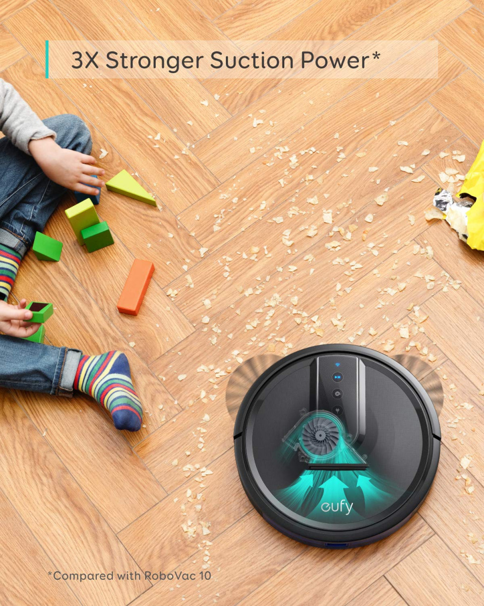 Eufy by Anker BoostIQ RoboVac 35C Robot Vacuum Cleaner Wi-Fi Upgraded Super-Thin 1500Pa Strong Suction Touch-Control Panel 6ft Boundary Strips Cleans Hard Floors to Medium-Pile Carpets