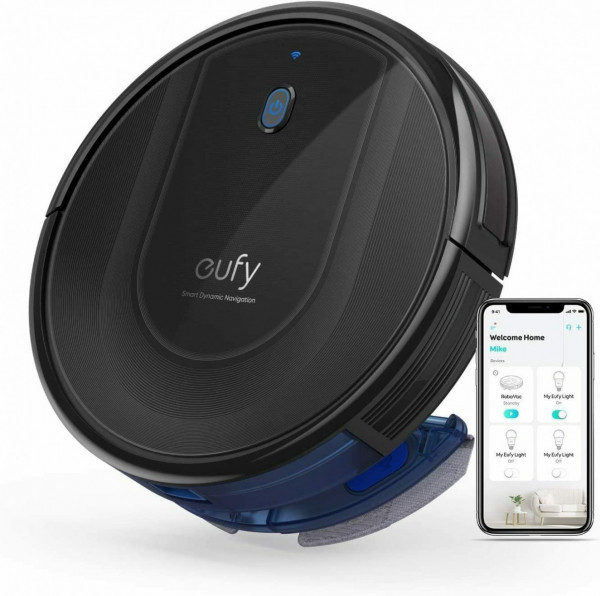 Image of EUFY by Anker, Robovac G10 Hybrid, Robotic Vacuum Cleaner, Dynamic Navigation, 2-in-1 Sweep and Mop, Wi-Fi, Super-Slim, 2000Pa Strong Suction, Quiet, Self-Charging, for Hard Floors Only - Black