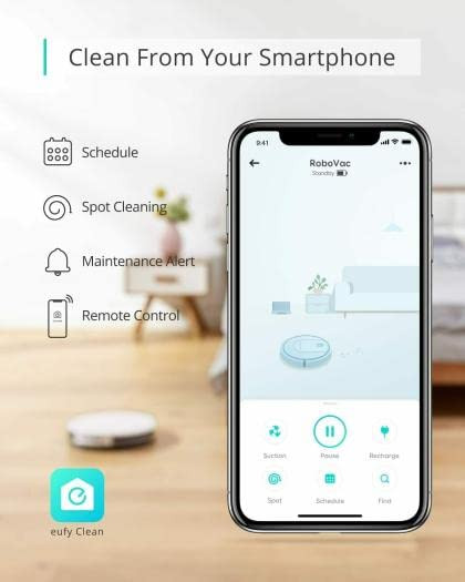 EUFY by Anker Robovac G10 Hybrid Robotic Vacuum Cleaner Dynamic Navigation 2-in-1 Sweep and Mop Wi-Fi Super-Slim 2000Pa Strong Suction Quiet Self-Charging for Hard Floors Only - Black