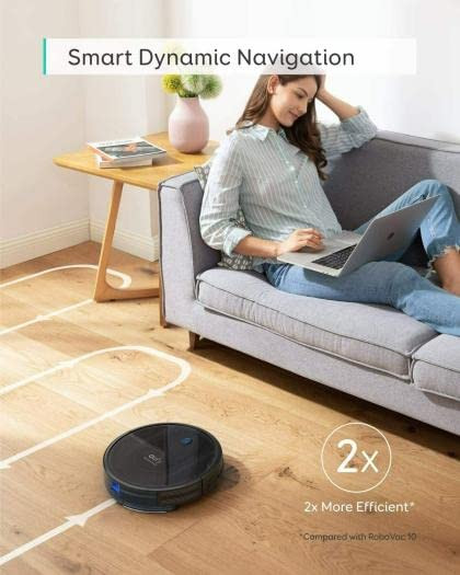 EUFY by Anker Robovac G10 Hybrid Robotic Vacuum Cleaner Dynamic Navigation 2-in-1 Sweep and Mop Wi-Fi Super-Slim 2000Pa Strong Suction Quiet Self-Charging for Hard Floors Only - Black