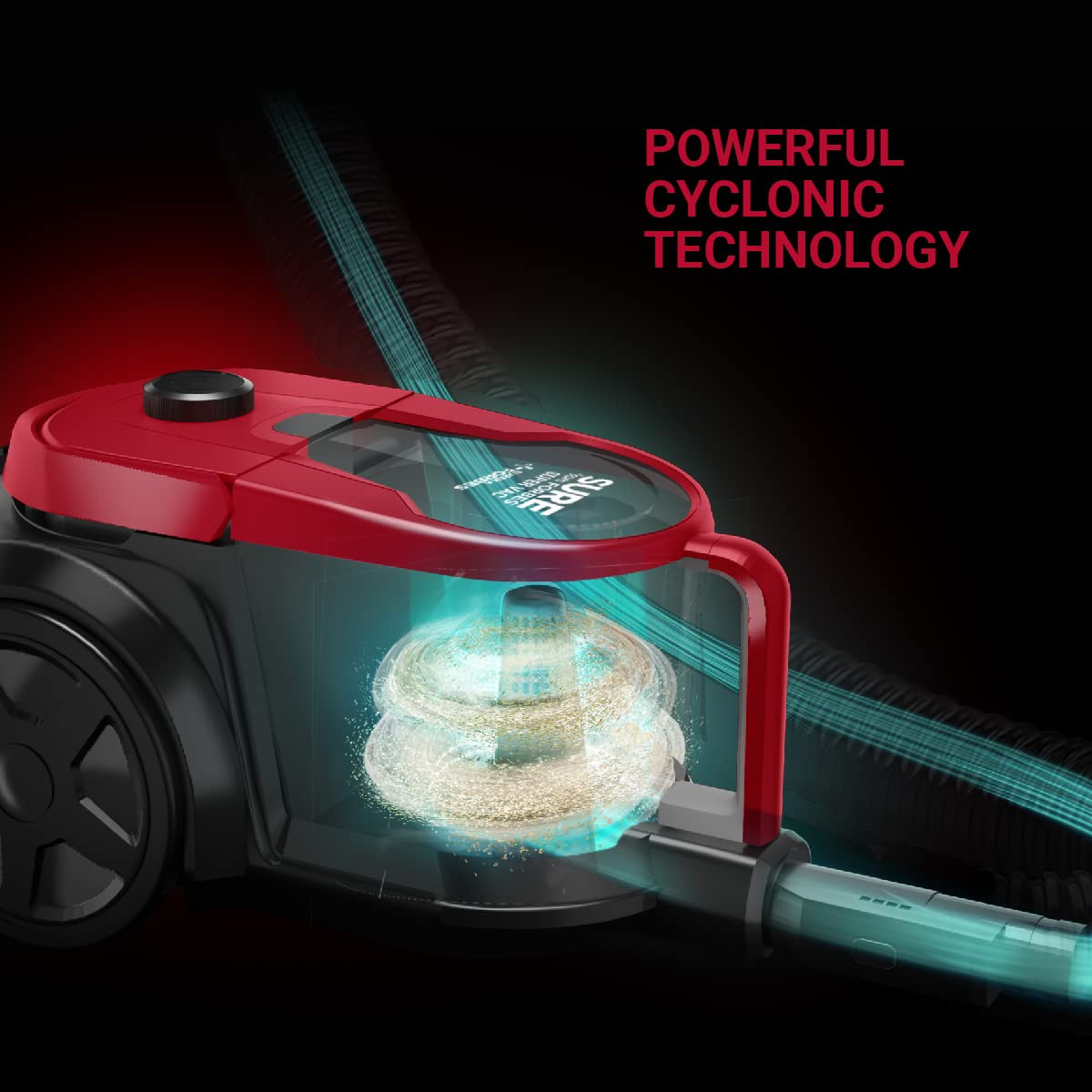 Eureka Forbes SuperVac 1600 Watts Powerful Suctionbagless Vacuum Cleaner with cyclonic Technology7 Accessories1 Year WarrantyCompactLightweight  Easy to use Red 1 liter HEPA Filter 1 piece