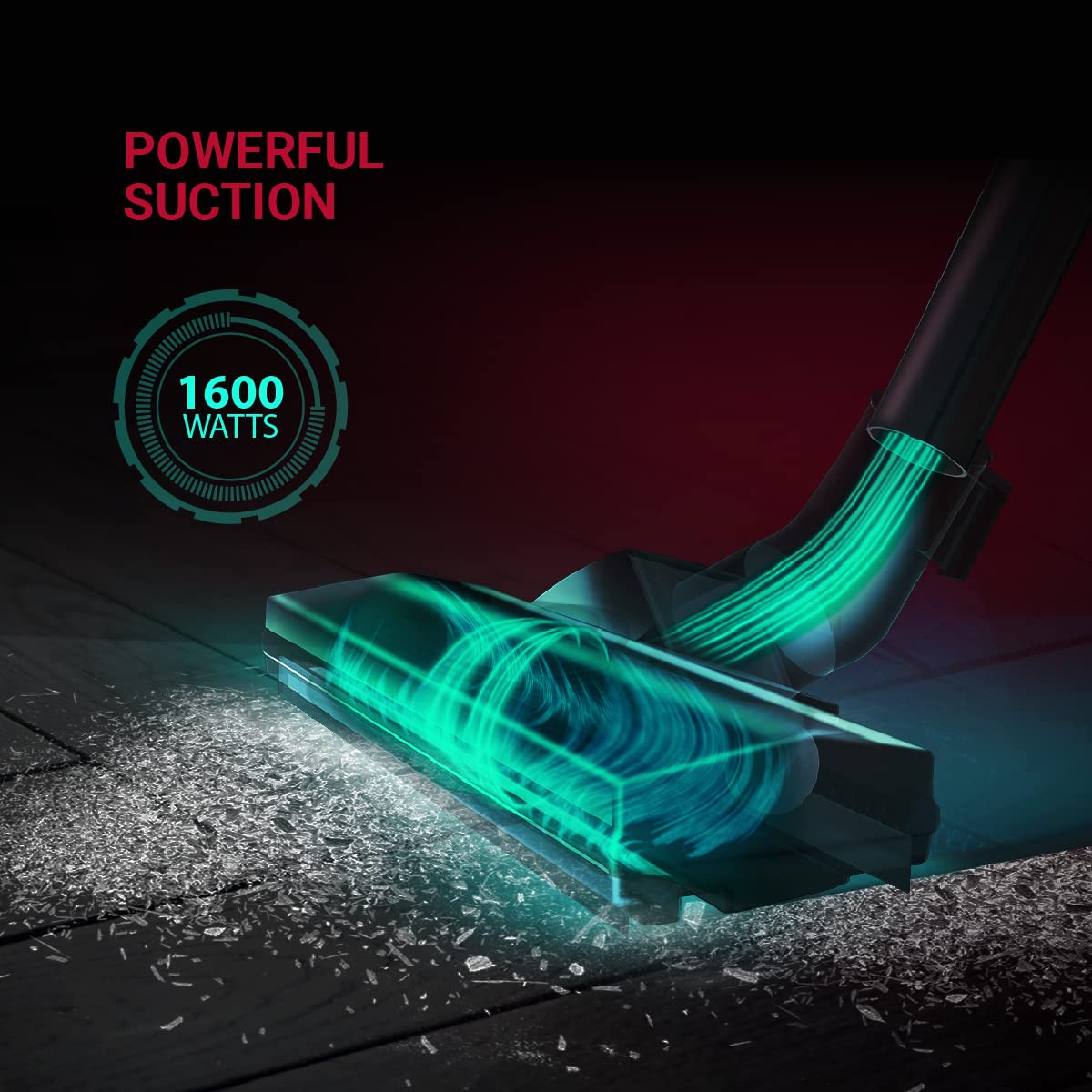 Eureka Forbes SuperVac 1600 Watts Powerful Suctionbagless Vacuum Cleaner with cyclonic Technology7 Accessories1 Year WarrantyCompactLightweight Easy to use Red 1 liter HEPA Filter 1 piece