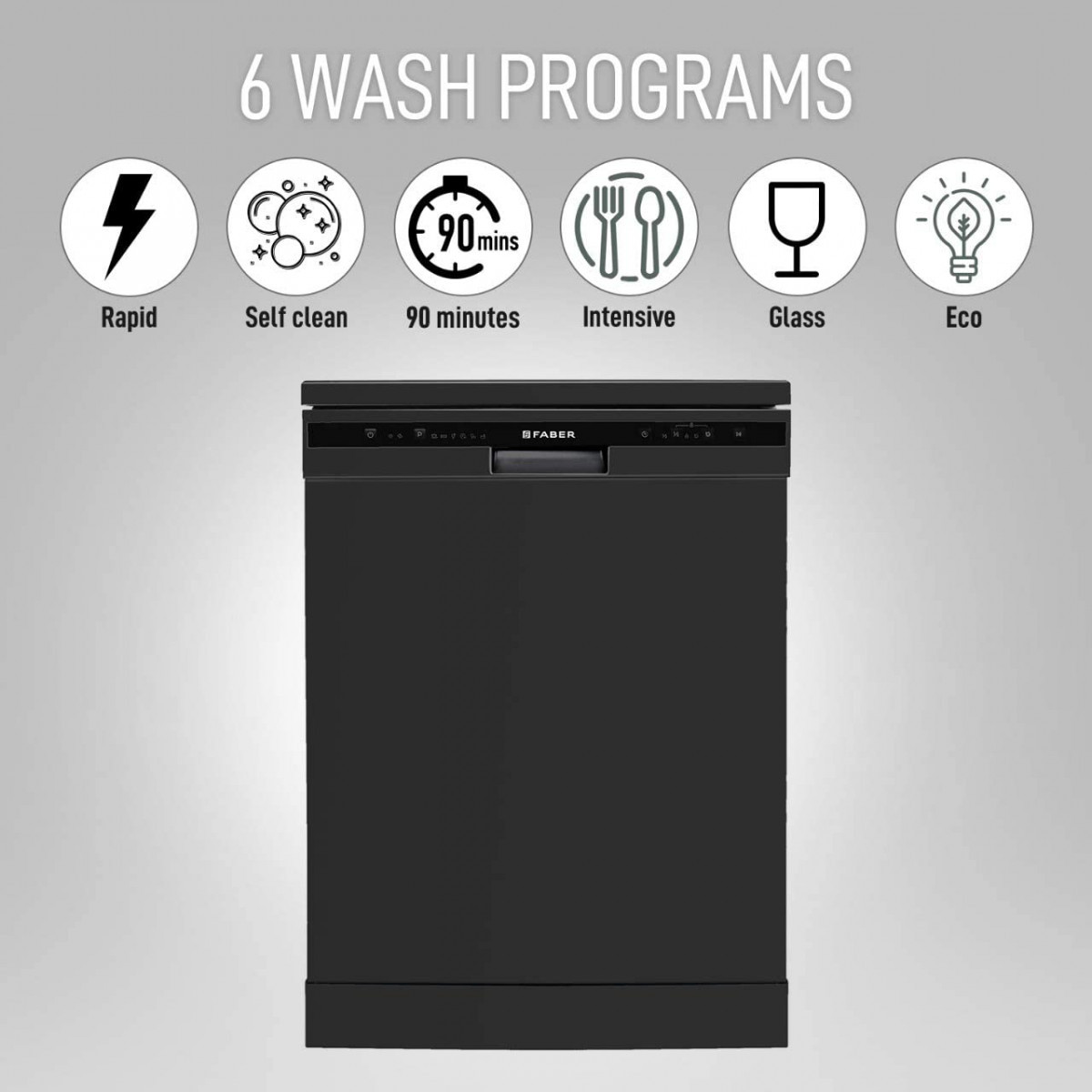 Faber 12 Place Settings Dishwasher FFSD 6PR 12S Neo Black Best suited for Indian Kitchen Hygiene Wash