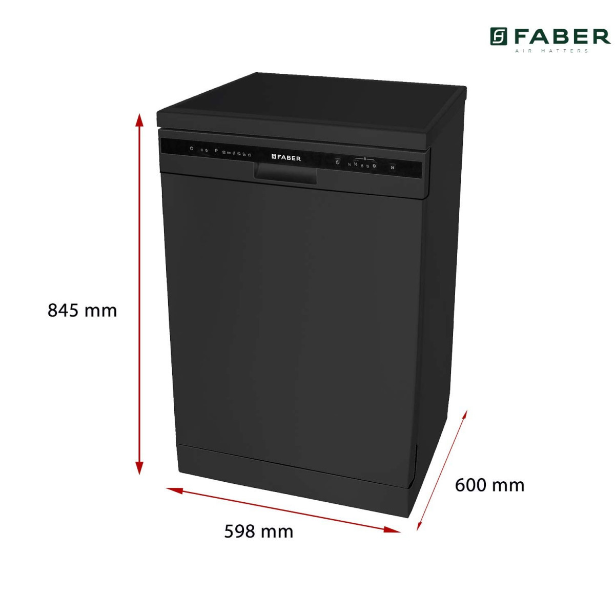 Faber 12 Place Settings Dishwasher FFSD 6PR 12S Neo Black Best suited for Indian Kitchen Hygiene Wash