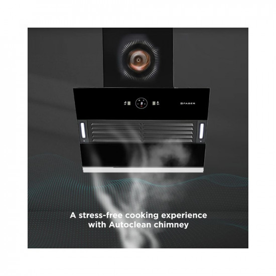 Faber 60 cm 1200 m3hr Slant Filterless Auto Clean Chimney 12Yr Warranty on Motor2Yr Comprehensive Italian Design HOOD VERTIGO FL SC AC BK 60 Touch Gesture Control Black