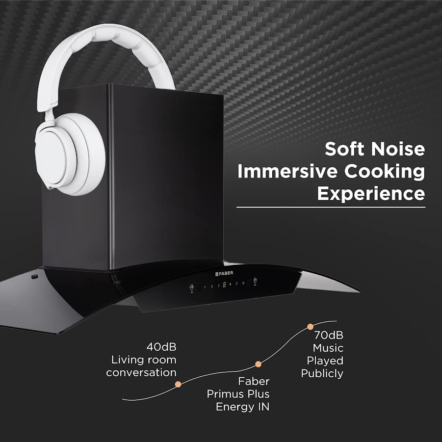 Faber 75 cm 1500 mhr Autoclean Curved Shape Kitchen Chimney 12 years warranty on motor HOOD PRIMUS PLUS ENERGY IN HCSC BK 75 with SS Baffle Filter