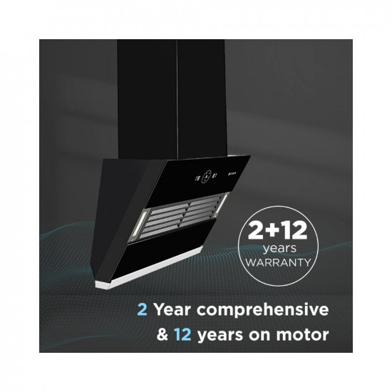 Faber 90 cm 1200 m3hr Slant Filterless Auto Clean Chimney 12Yr Warranty on Motor2Yr Comprehensive Italian Design HOOD VERTIGO FL SC AC BK 90 Touch Gesture Control Black