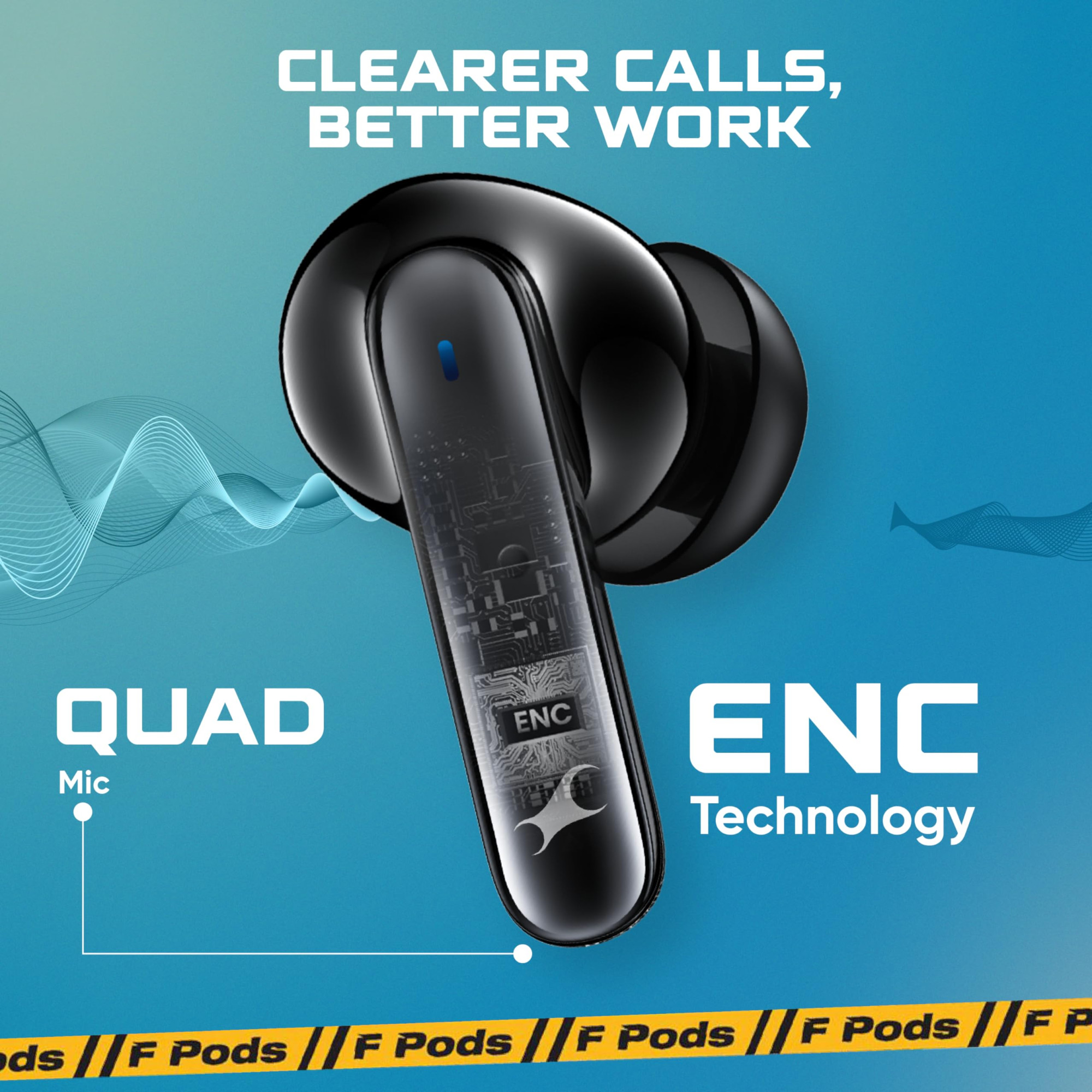 Fastrack Fpods Fx101Bt54 TWS Earbuds 40Hrs Playtime Quad Mic Enc for Crystal Clear Calls in Ear Low Latency Gaming Mode Upto 50MsNitrofast Charge