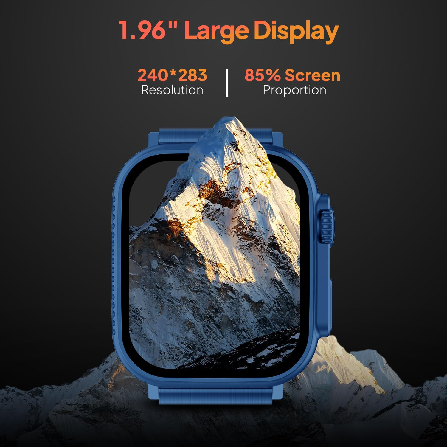 Fire-Boltt Gladiator 196 Biggest Display Luxury Stainless Steel Smart Watch with Bluetooth Calling Voice Assistant 123 Sports Modes 8 Unique UI Interactions 247 Heart Rate Tracking Blue
