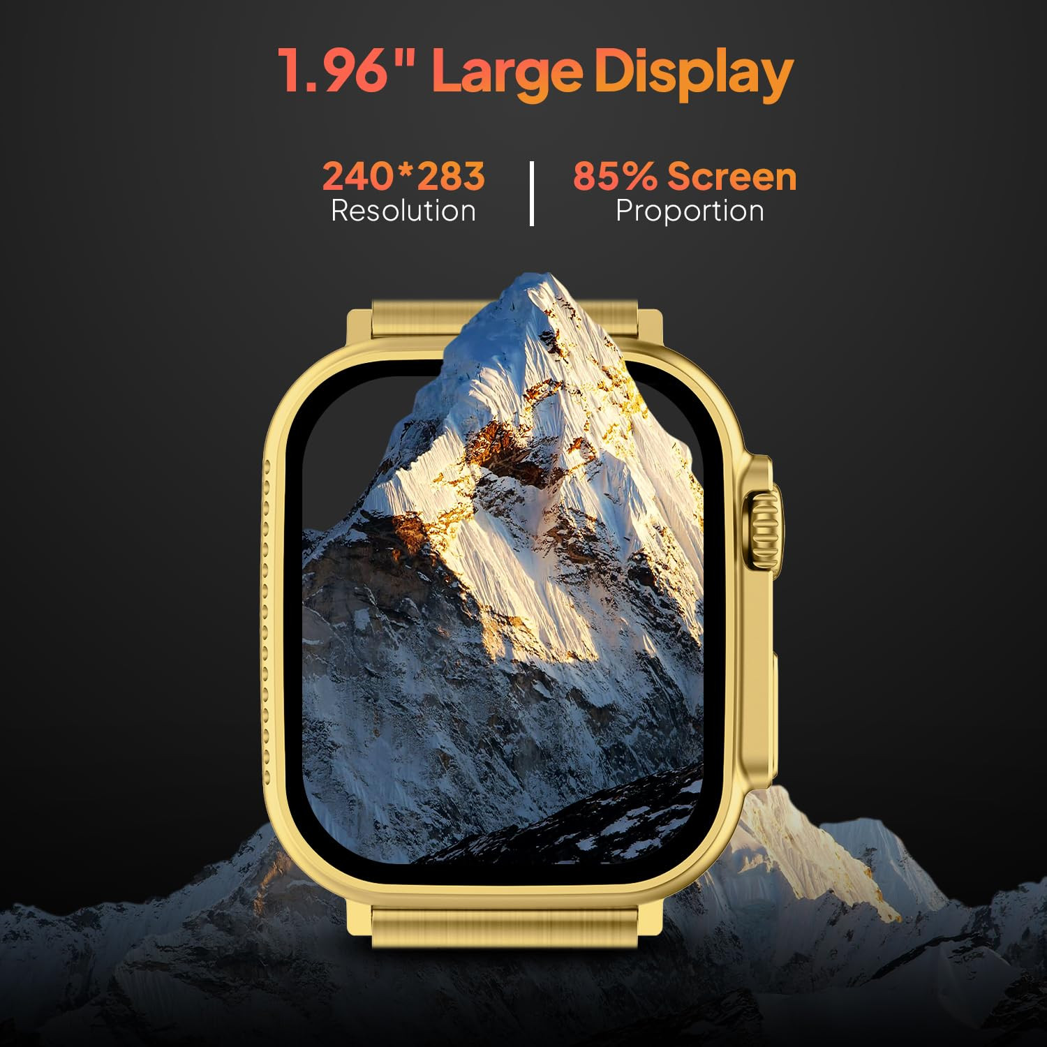 Fire-Boltt Gladiator 196 Biggest Display Luxury Stainless Steel Smart Watch with Bluetooth Calling Voice Assistant 123 Sports Modes 8 Unique UI Interactions 247 Heart Rate Tracking Gold