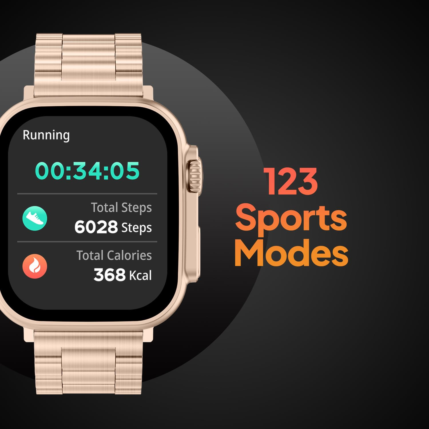 Fire-Boltt Gladiator 196 Biggest Display Luxury Stainless Steel Smart Watch with Bluetooth Calling Voice Assistant 123 Sports Modes 8 Unique UI Interactions 247 Heart Rate Tracking Rose Gold