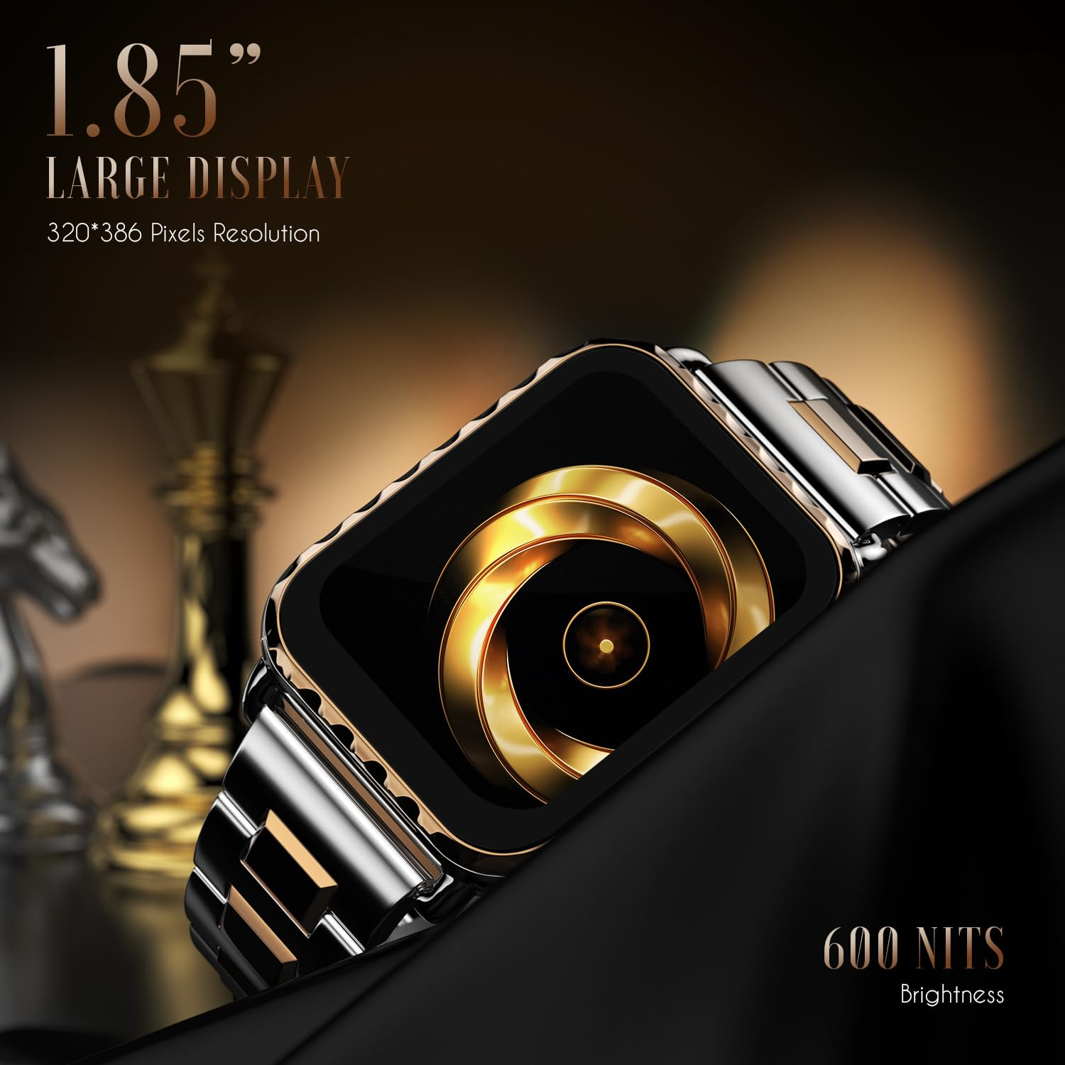 Fire-Boltt Jewel Luxury Stainless Steel Smart Watch with a 185 Display Boasting 320x386 Resolution and 600 NITS Brightness 60 HZ Refresh Rate 120 Sports Modes IP67 Rating Rose Gold