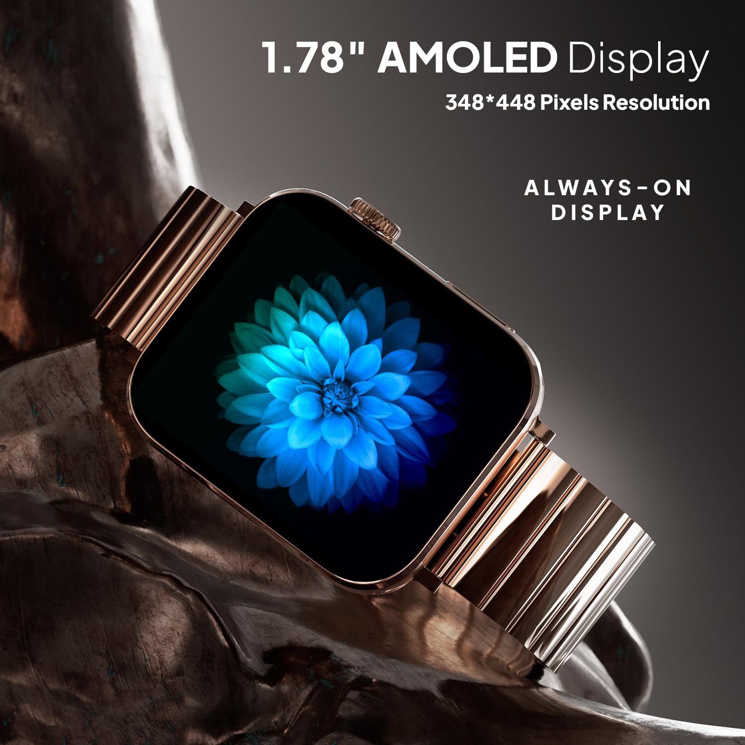 Fire-Boltt Visionary Ultra 178 AMOLED Stainless Steel Luxury Smart Watch Bluetooth Calling with Rotating Crown 100 Sports Mode TWS Connection Gold