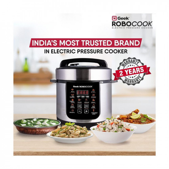 Geek Robocook Zest 3 Litre Electric Pressure Cooker NS Cooking Pot 13 Indian Preset Menus Ideal for 2 People
