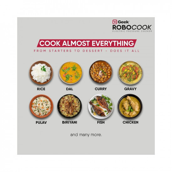 Geek Robocook Zest 3 Litre Electric Pressure Cooker NS Cooking Pot 13 Indian Preset Menus Ideal for 2 People
