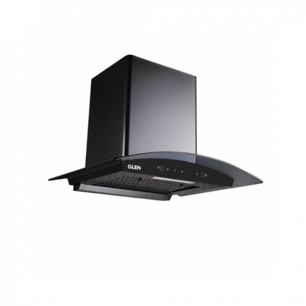 Image of GLEN 60 cm 1050m3/hr Auto-Clean curved glass Kitchen Chimney Filterless Motion Sensor Touch Controls (Senza Black)