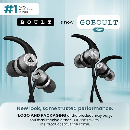 GOBOULT BassBuds X1 in-Ear Wired Earphones with 10mm Extra Bass Driver and HD Sound with mic Black