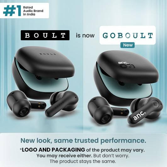 GOBOULT K10 Truly Wireless Bluetooth in Ear Earbuds with 50H Playtime 4 Mic Clear Calling 45ms Low Latency 10mm Drivers Touch Control Type-C Fast ChargingTWS Ear Buds Wireless Pure Black