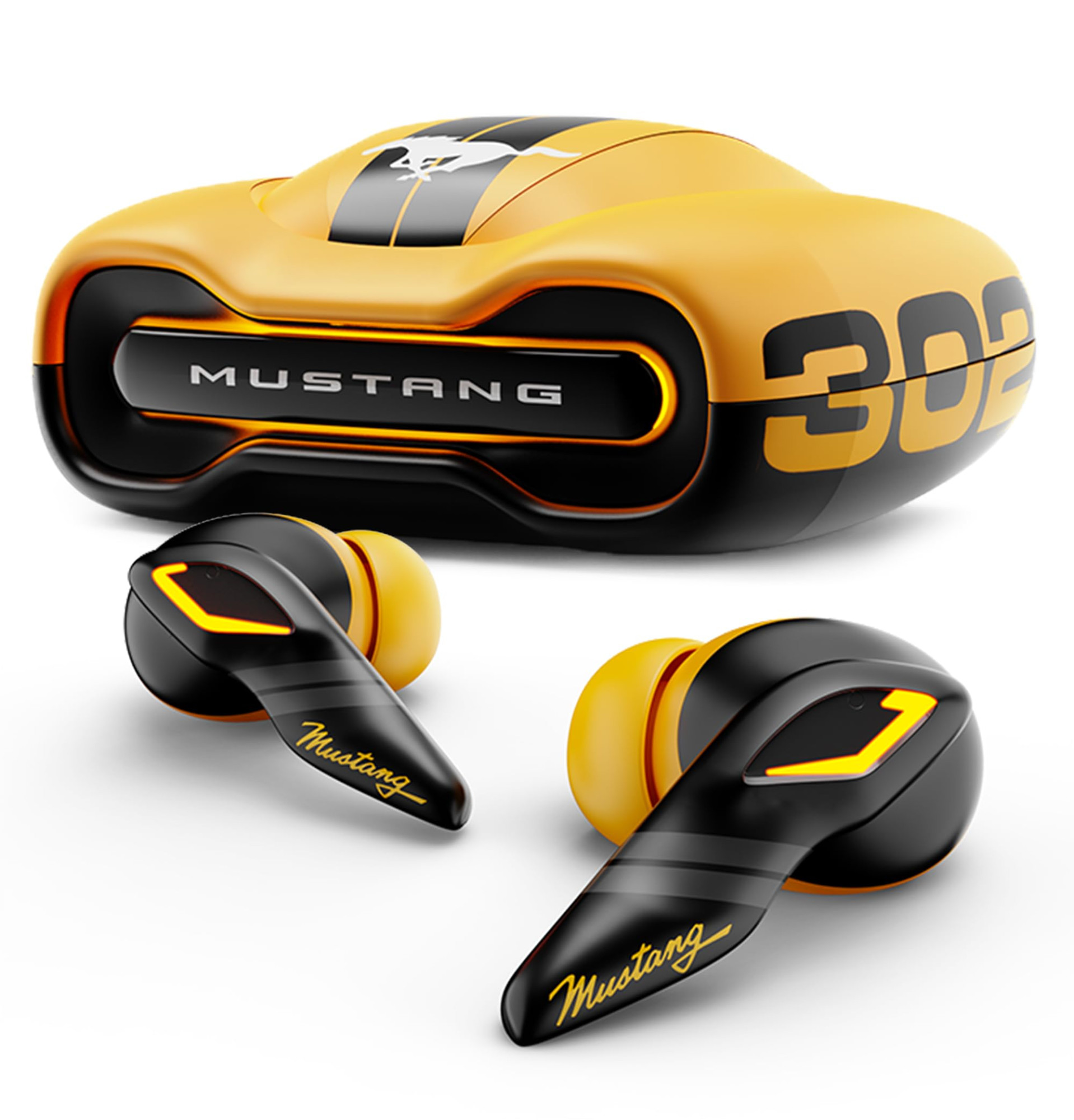 GOBOULT Mustang Torq Wireless in Ear Earbuds with 60H Playtime App Support Quad Mic ENC 45ms Low Latency 13mm Driver Breathing LEDsTouch Controls Made in India IPX5 Ear buds Wireless Yellow