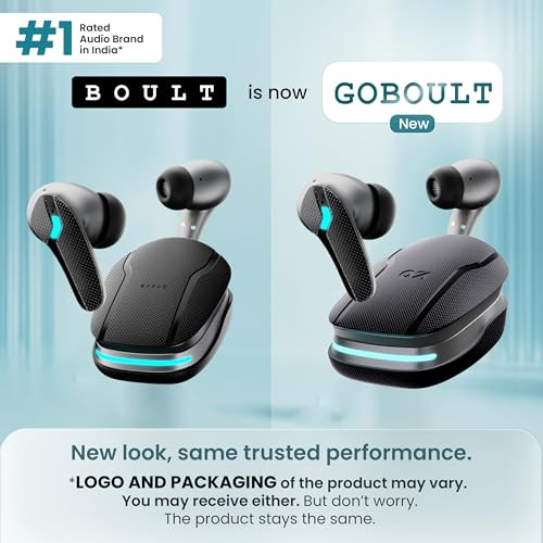 GOBOULT Newly Launched Astra Neo Bluetooth Earbuds with 70H Playtime 40mm Bass Drivers Zen ENC Mic Type-C Fast Charging 4 EQ Modes Bluetooth IPX5 Wireless Earbuds Black