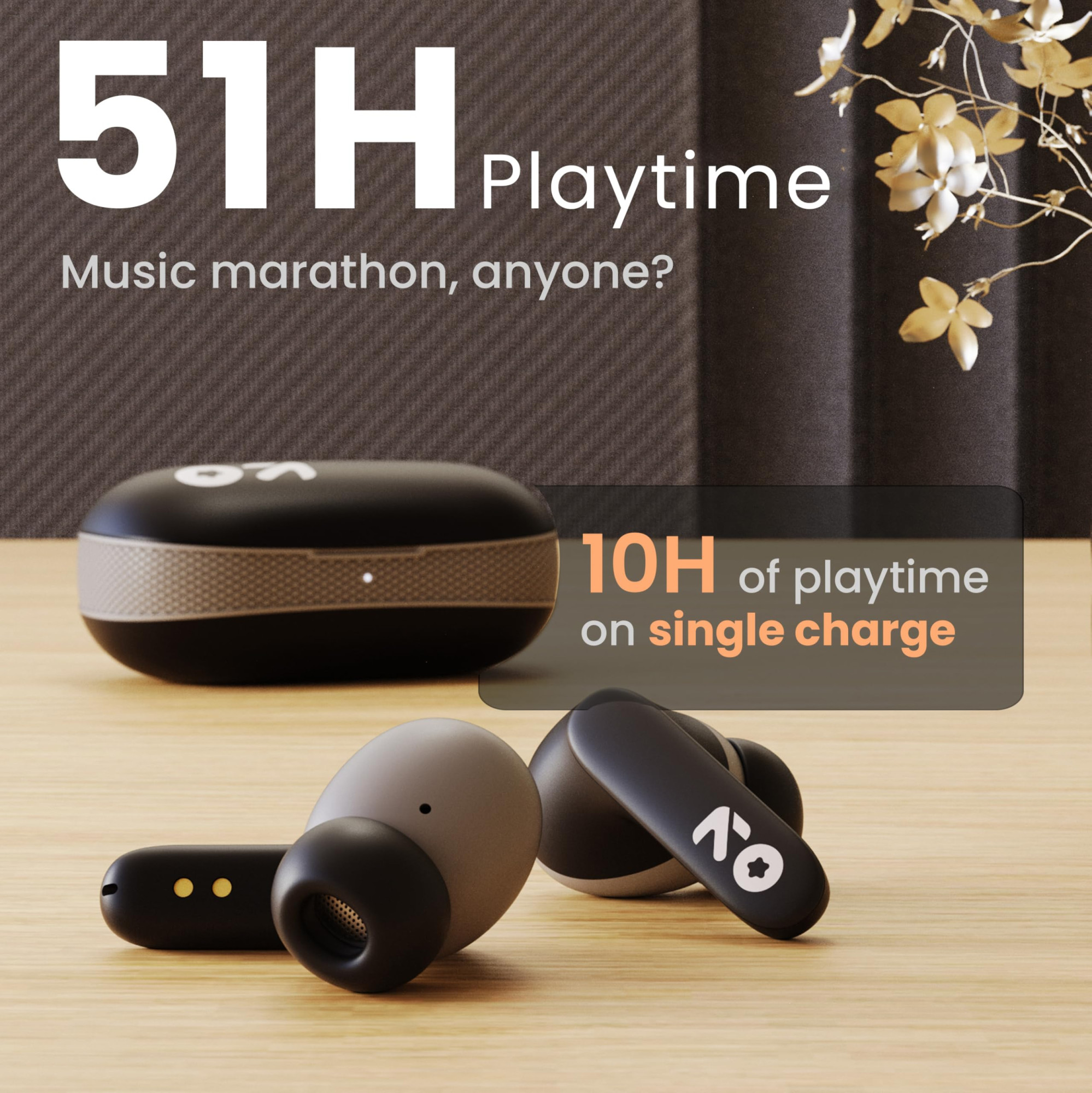 GOBOULT Z20 Truly Wireless Bluetooth Ear Buds with 51H Playtime Zen Calling ENC Mic Made in India Low Latency Gaming Touch Controls Rich Bass Drivers TWS Earbuds Bluetooth Wireless Jet Black