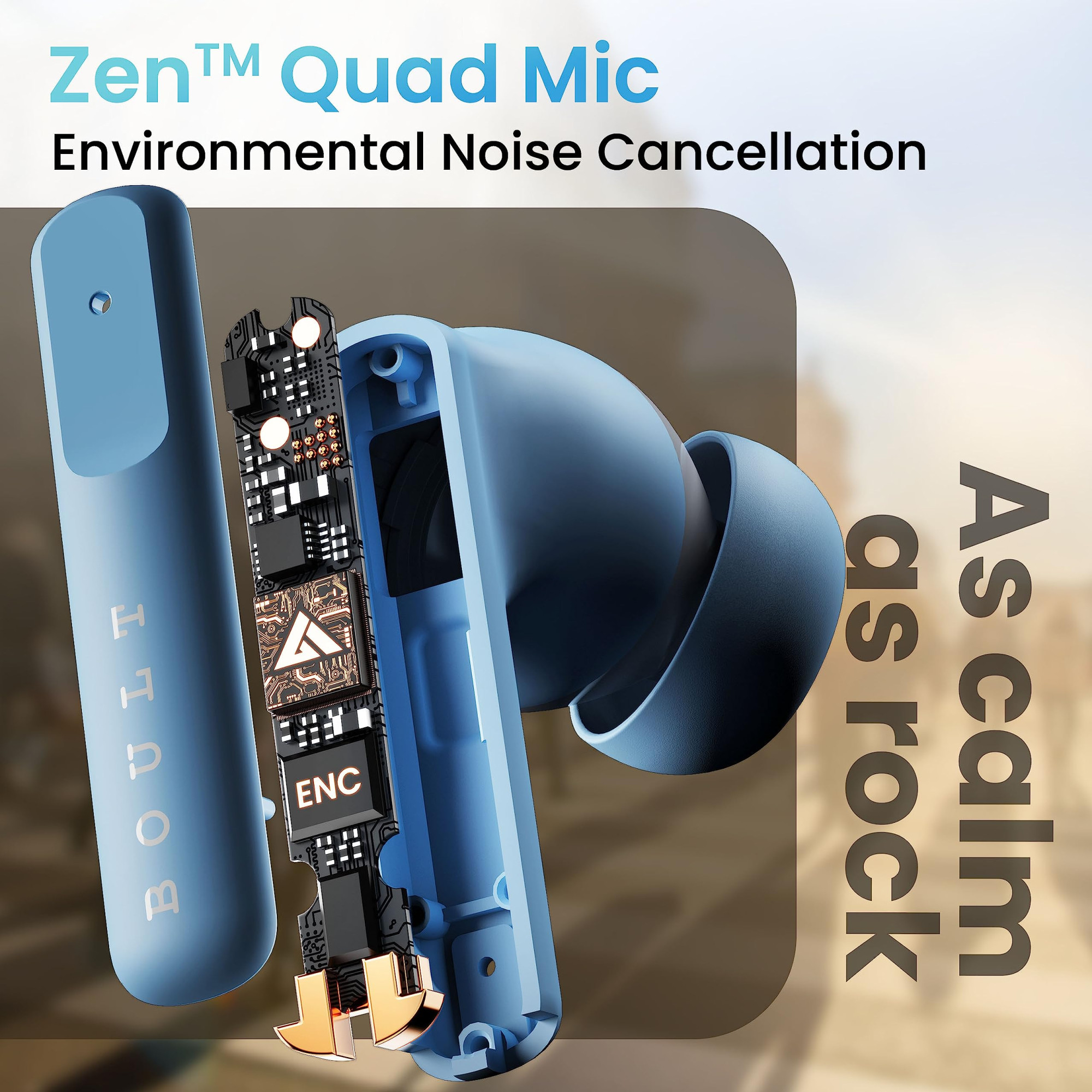 GOBOULT Z60 Truly Wireless in Ear Earbuds with 60H Playtime Zen ENC Mic 50ms Low Latency 13mm Bass Drivers Type-C Fast Charging Made in India BT V53 Touch Control IPX5 ear buds Powder Blue