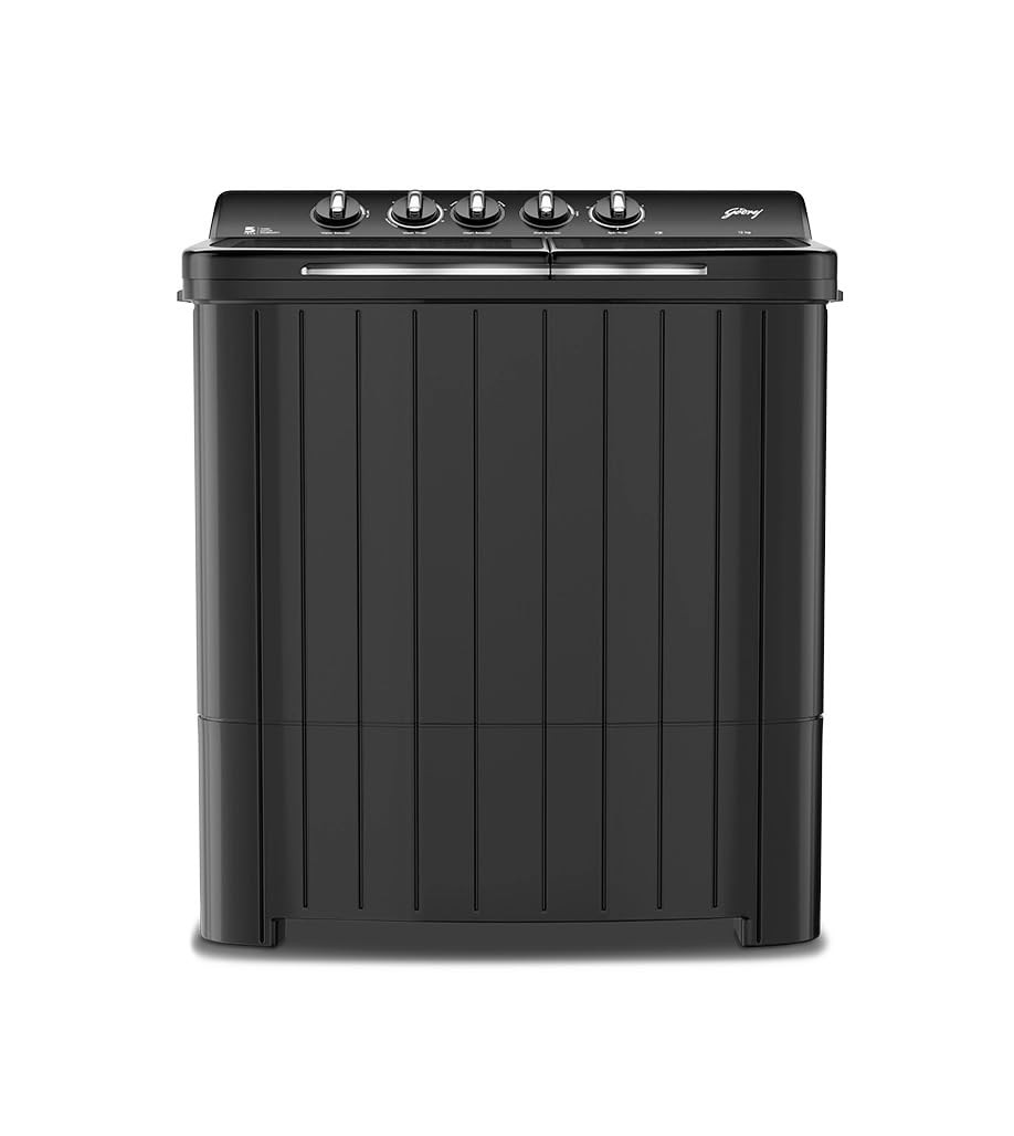 Godrej 12 Kg 5 Star Semi-Automatic Top Loading Washing Machine WSEDGE RIO 100 50 TB3 SLGR Slate Grey Toughened Glass Lids