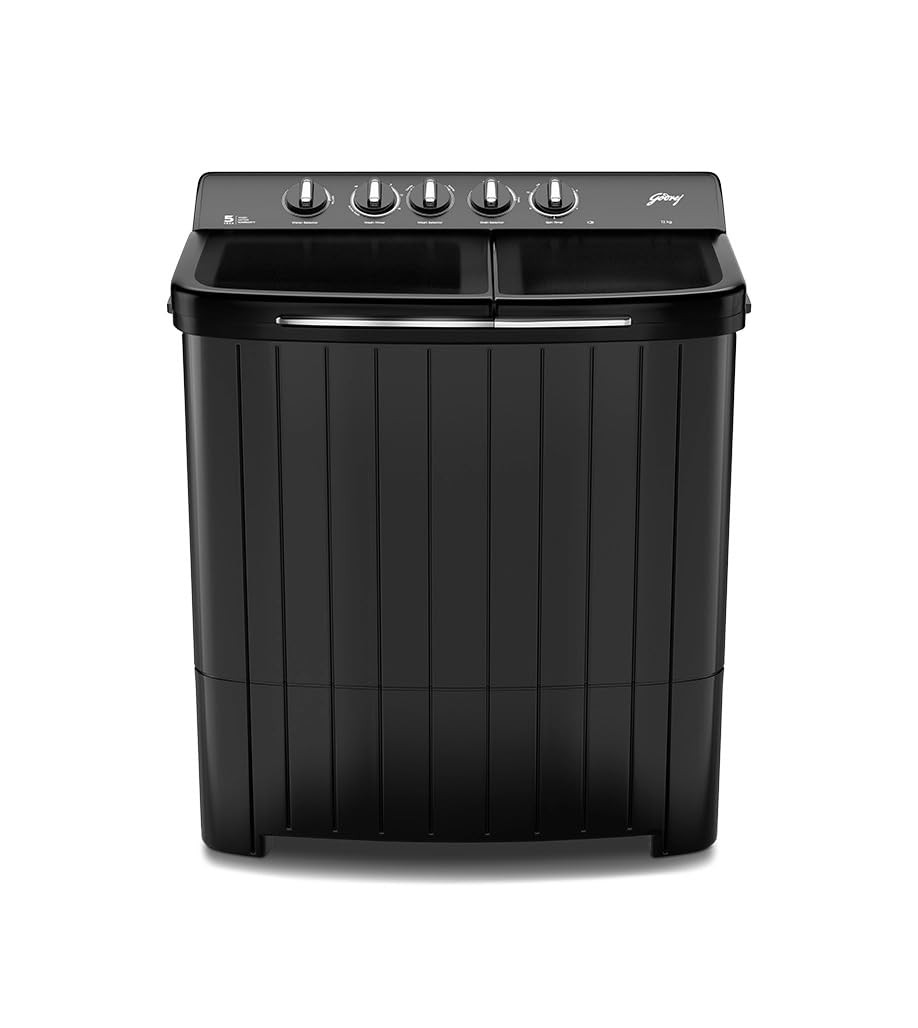 Godrej 12 Kg 5 Star Semi-Automatic Top Loading Washing Machine WSEDGE RIO 100 50 TB3 SLGR Slate Grey Toughened Glass Lids
