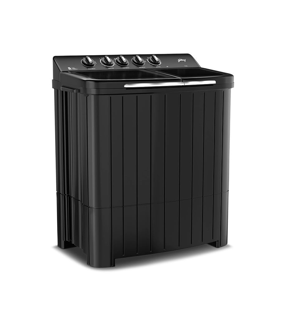 Godrej 12 Kg 5 Star Semi-Automatic Top Loading Washing Machine WSEDGE RIO 100 50 TB3 SLGR Slate Grey Toughened Glass Lids