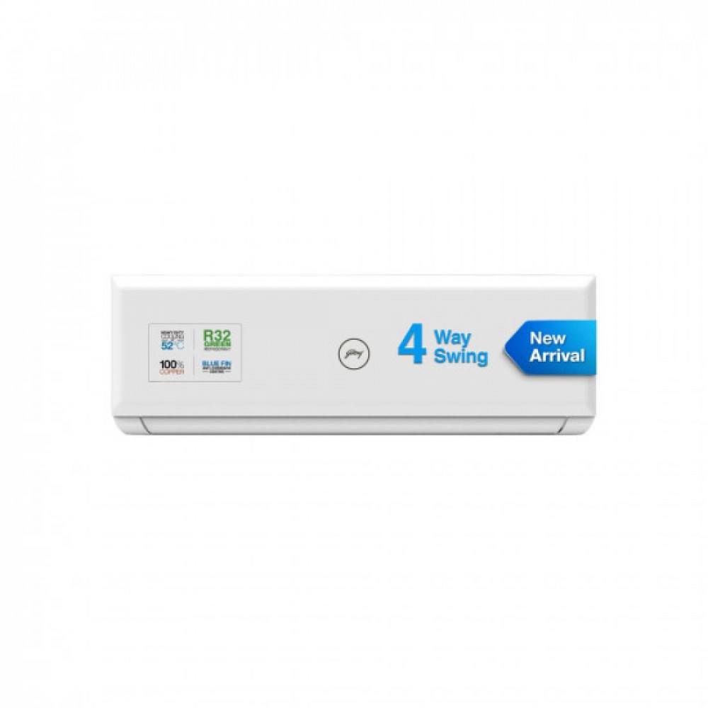 Image of Godrej 1.5 Ton 3 Star, 4-Way Air Swing Fixed Speed Split AC (Copper, Anti-Dust Filter, 2023 Model, AC 1.5T SFC 18PTC3-WWP, White)