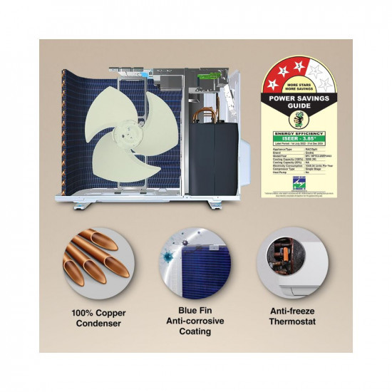 Godrej 15 Ton 3 Star 4-Way Air Swing Fixed Speed Split AC Copper Anti-Dust Filter 2023 Model AC 15T SFC 18PTC3-WWP White