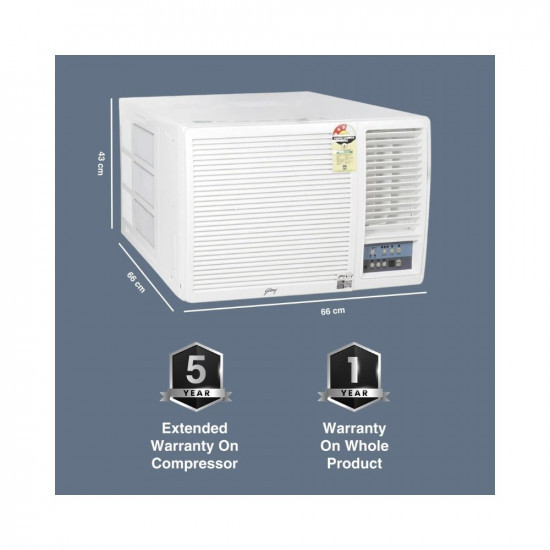 Godrej 15 Ton 3 Star Turbo Mode Window AC Copper Anti Corrosive Blue Fin 2023 Model AC 15T WFC 18UTC3-WWA Window White