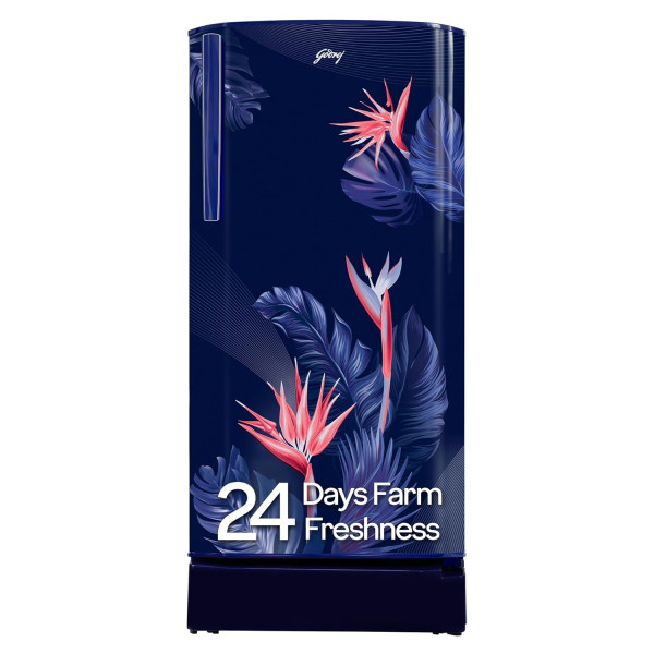 Image of Godrej 183 L 3 Star Farm Fresh Crisper Technology With Jumbo Vegetable Tray Direct Cool Single Door Refrigerator(2023 Model, RD R190C THF FR BL, Floral Blue)