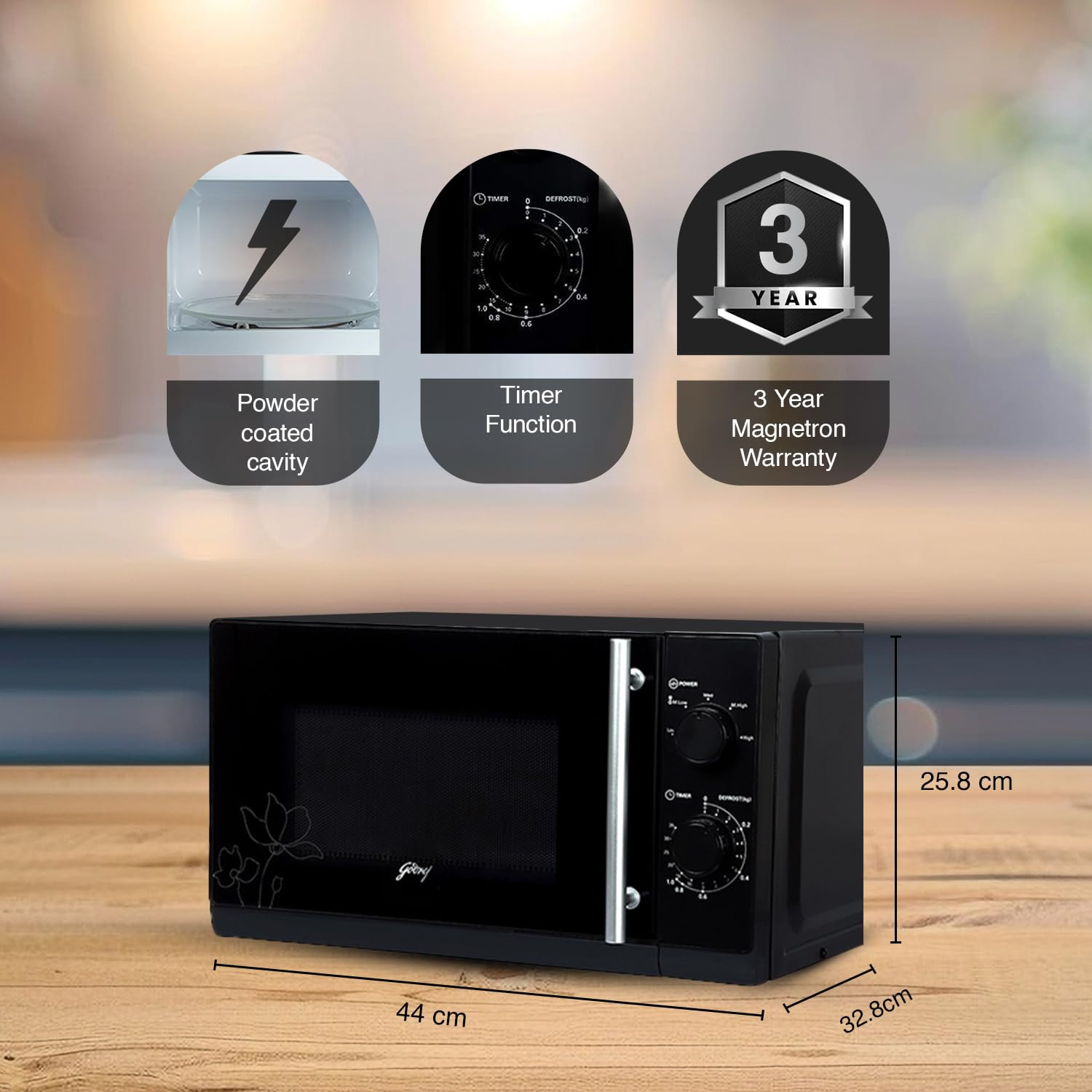 Godrej 20 L 5 Years Comprehensive Warranty Multi Distribution System for Even and Faster Cooking Solo Microwave Oven With 5 Power Levels GMX 20SA2 Black