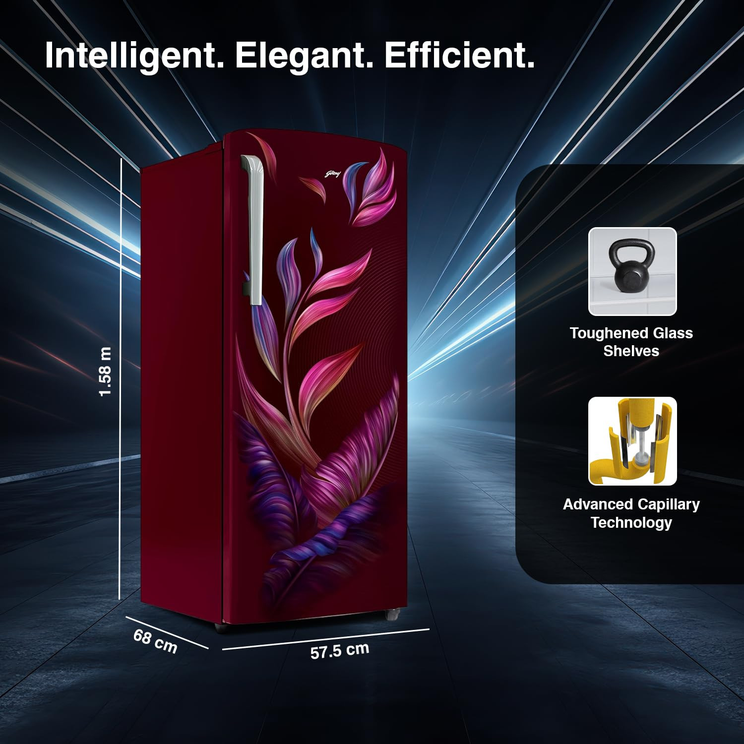 Godrej 268 L 3 Star Turbo Cooling Technology Ensuring Faster Cooling Direct Cool Single Door Refrigerator With Advanced Inverter Technology 2024 Model RD EMARVEL 290C THI FU WN Fusion Wine