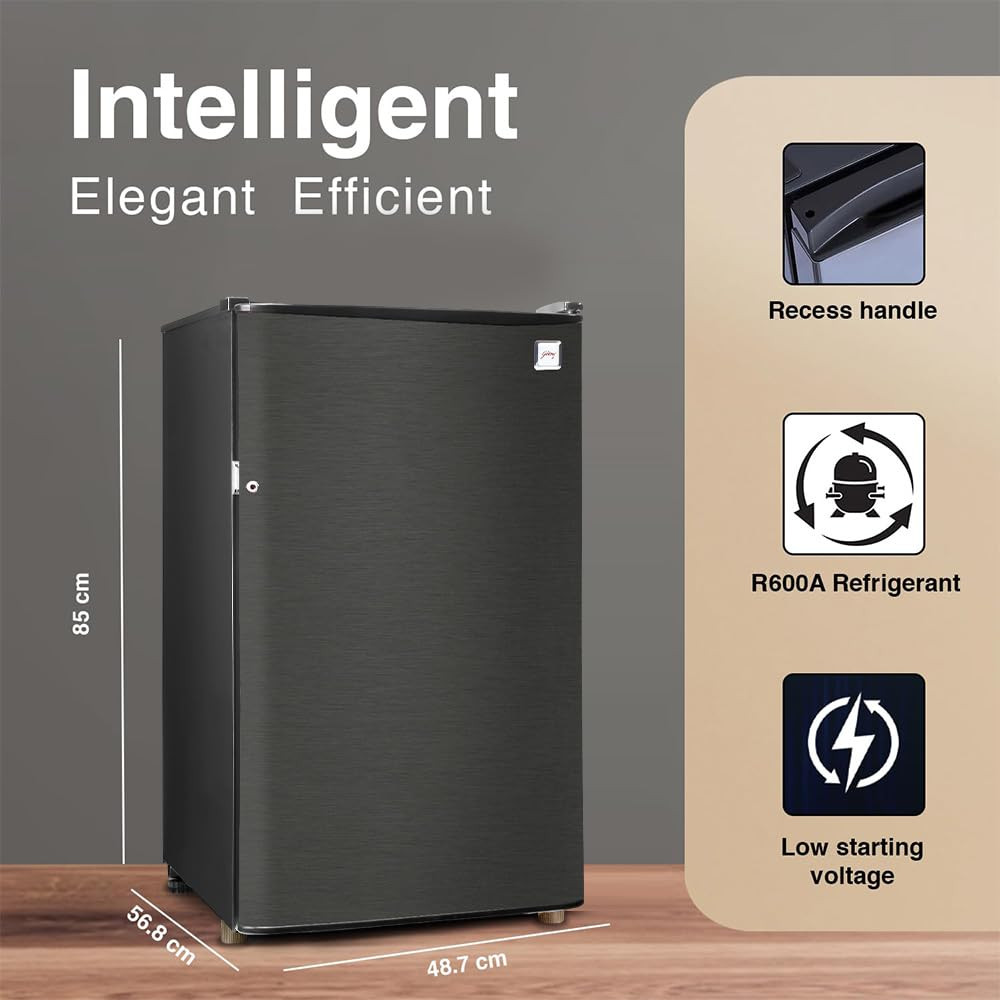 Godrej 97 L 1 Star Direct Cool Single Door Refrigerator With Jumbo Vegetable Tray 2024 Model RD CHAMP 114A WPF FS ST Fossil Steel
