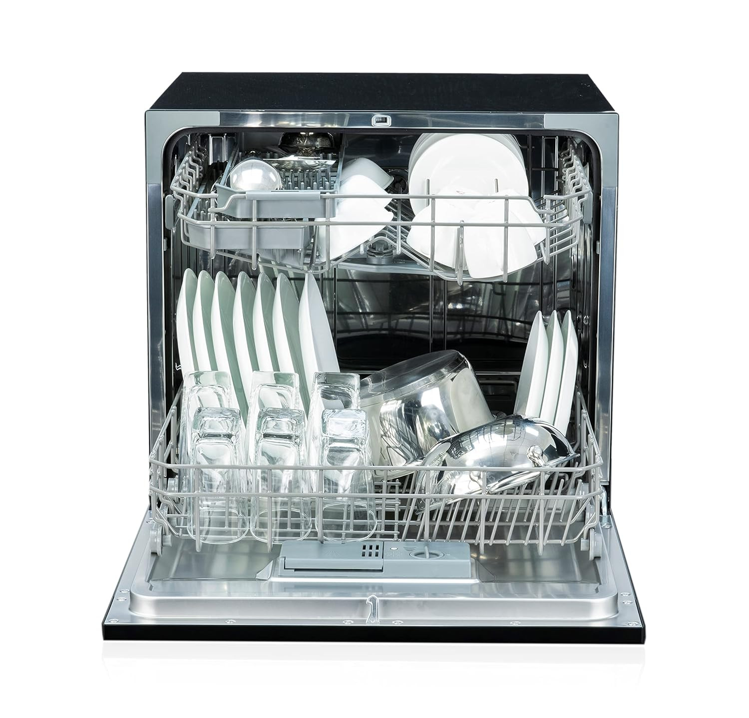 Godrej Eon Dishwasher 8 Place Setting Counter-Top Compact with an In-built heater DWT EON MGNS 8C NF SKBK Silky Black Perfect for Indian kitchens Smaller families and Bachelors