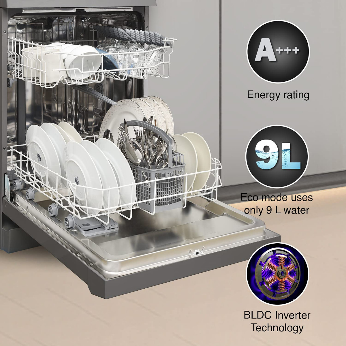Godrej Eon Dishwasher Steam Wash Technology 13 place setting Perfect for Indian Kitchen