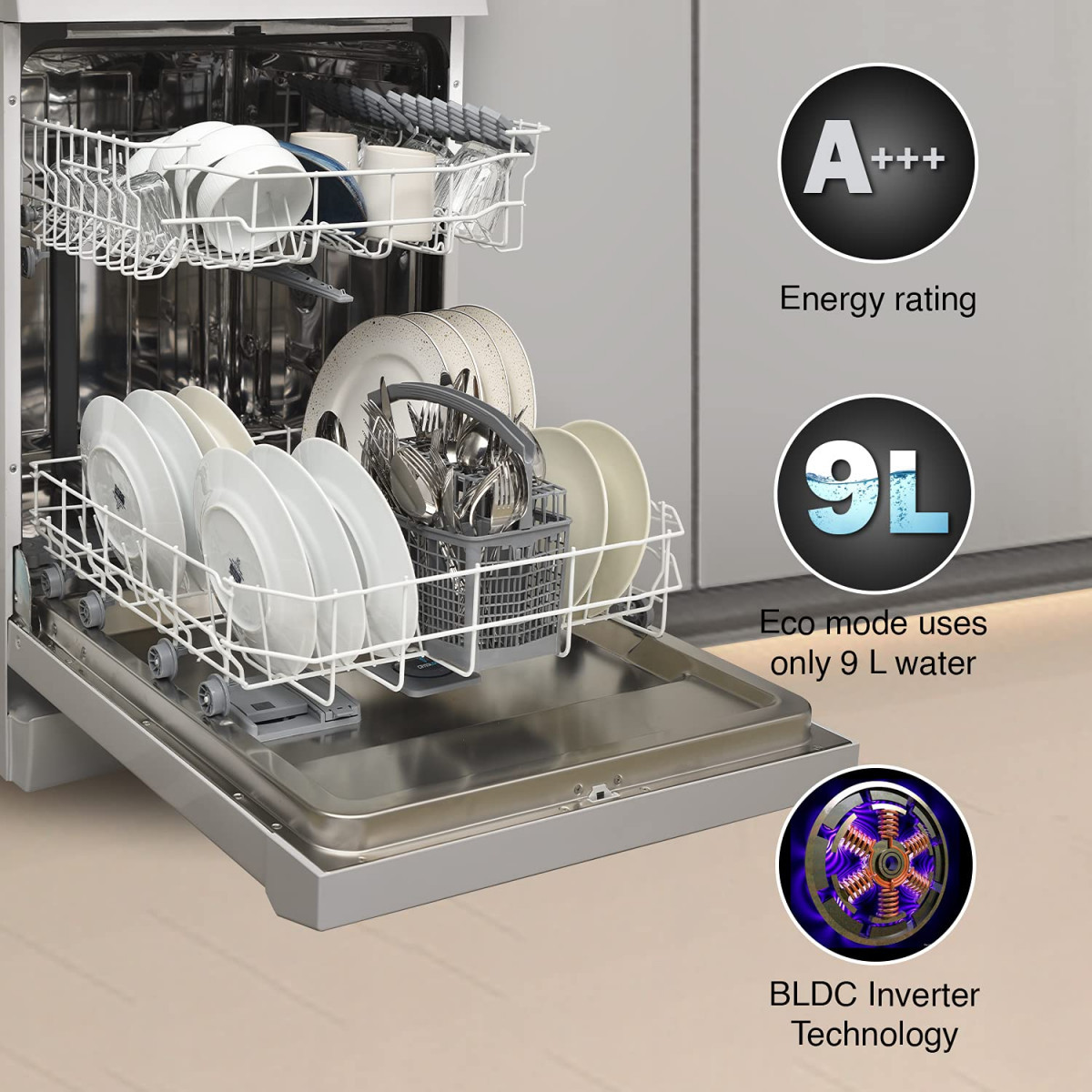 Godrej Eon Dishwasher 12 place settingAnti-Germ CrystaLight powered by UV Technology