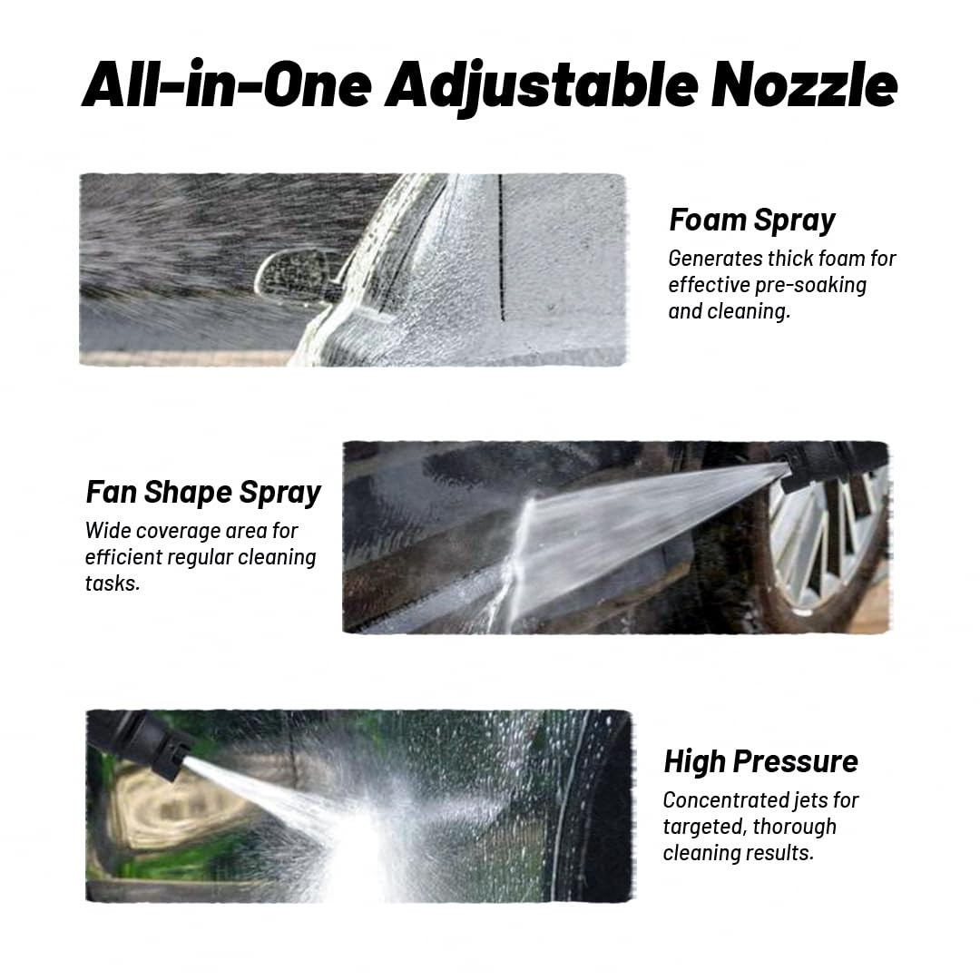 Goldmaxx High Pressure Car Washer Machine 2800 Watts Soap Dispenser 8 Meters Outlet Hose Tap Connector with Accessories for Cleaning Cars Bike Home Garden Orange