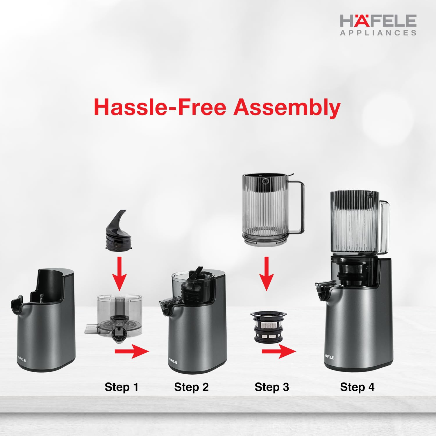 Hafele Magnus Prime Cold Press Juicer 100mm Wide Chute All-in-1 Fruit Vegetable Juicer 50RPM Speed for Max NutritionMaximum Extraction of Juice 250W