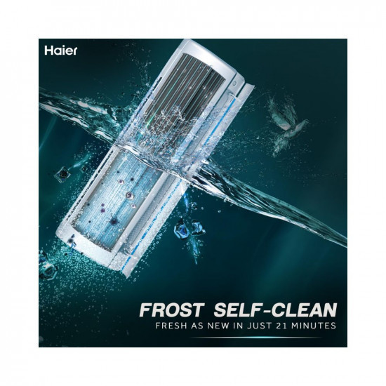 Haier 1 Ton 5 Star Heavy Duty Hexa Inverter Split AC Copper 7 in 1 Convertible Anti Bacterial Filter Cools at 60C Temp 20 Mtrs Air Throw - HSU14K-PYG5BN-INVWhite2024 Model
