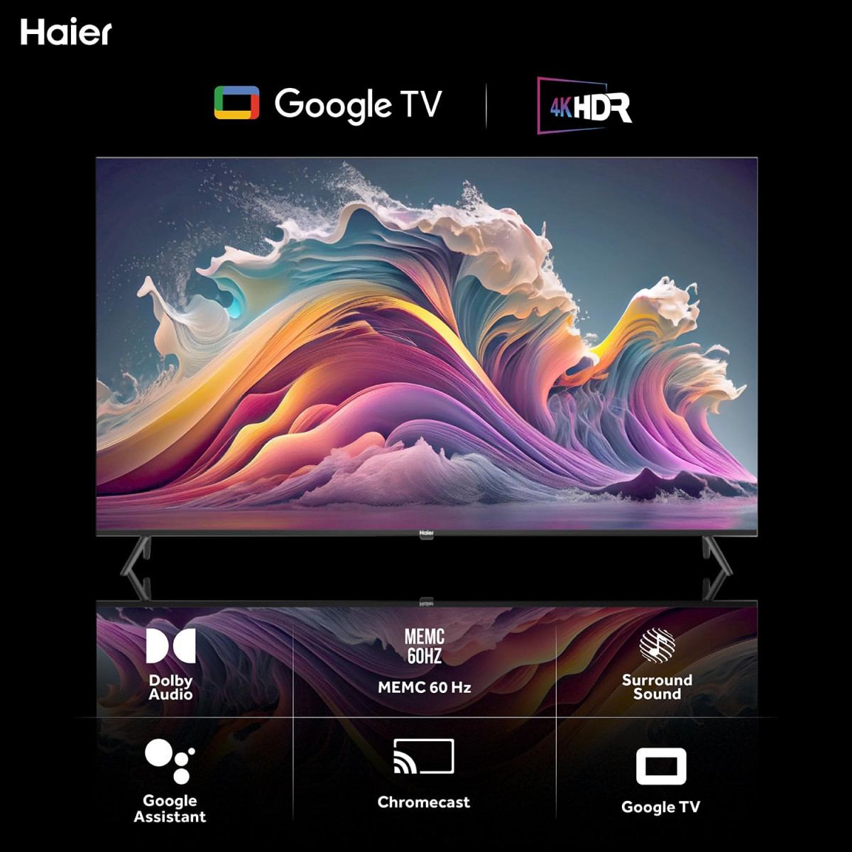 Haier 140 cm 55 inches 4K Ultra HD Smart LED Google TV L55FG Black